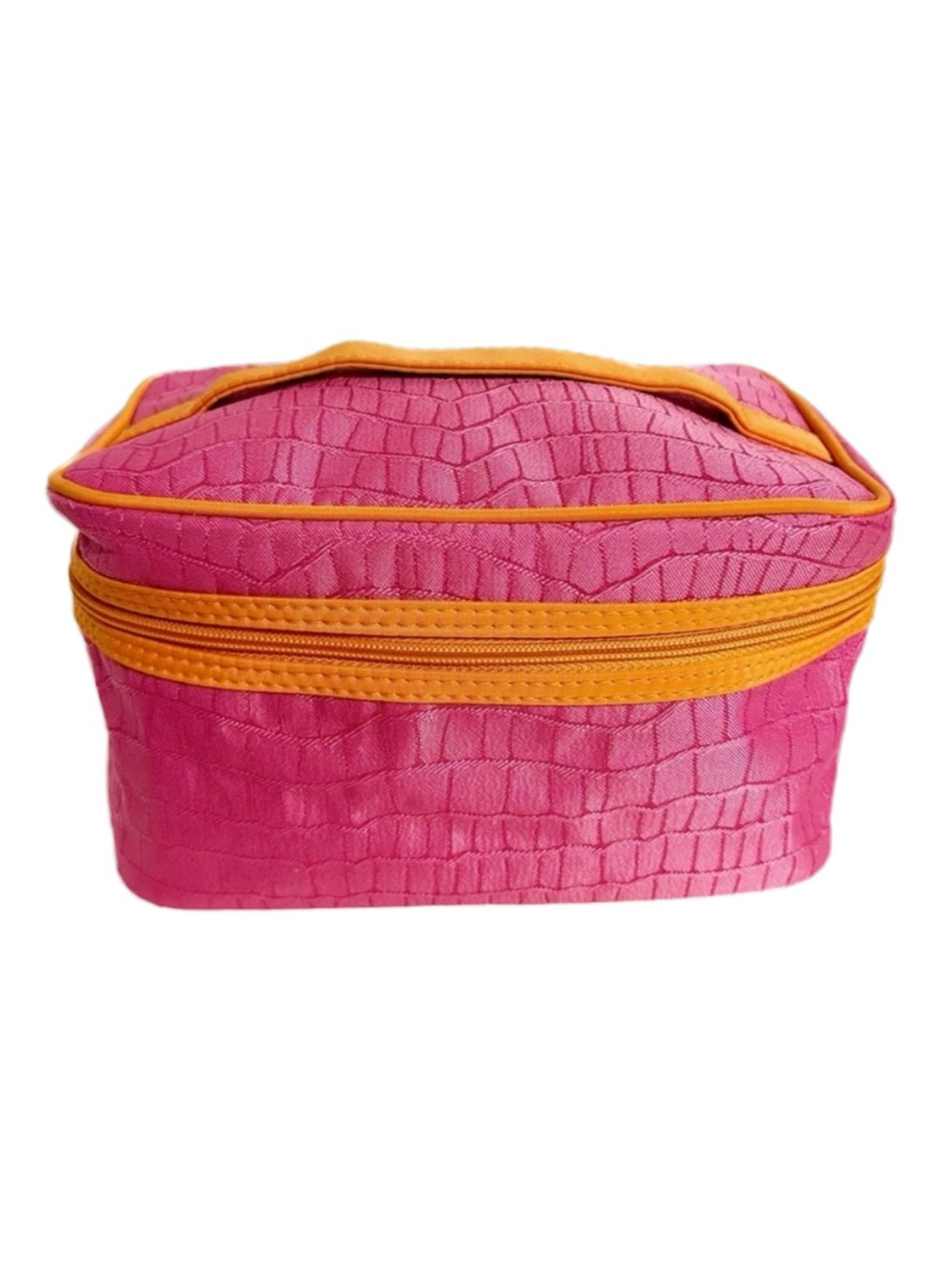 Lancôme Top Handle Zip Around Fully Coated Croc Look Cosmetic Make-up Travel Bag